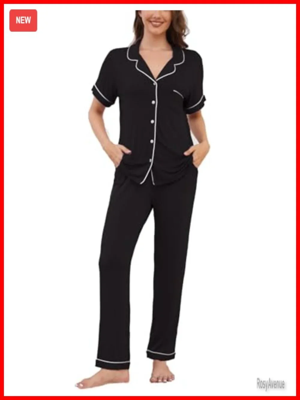 Women's Pajama Set Short Sleeve Sleepwear with Long Pants 2 Piece Lounge Set